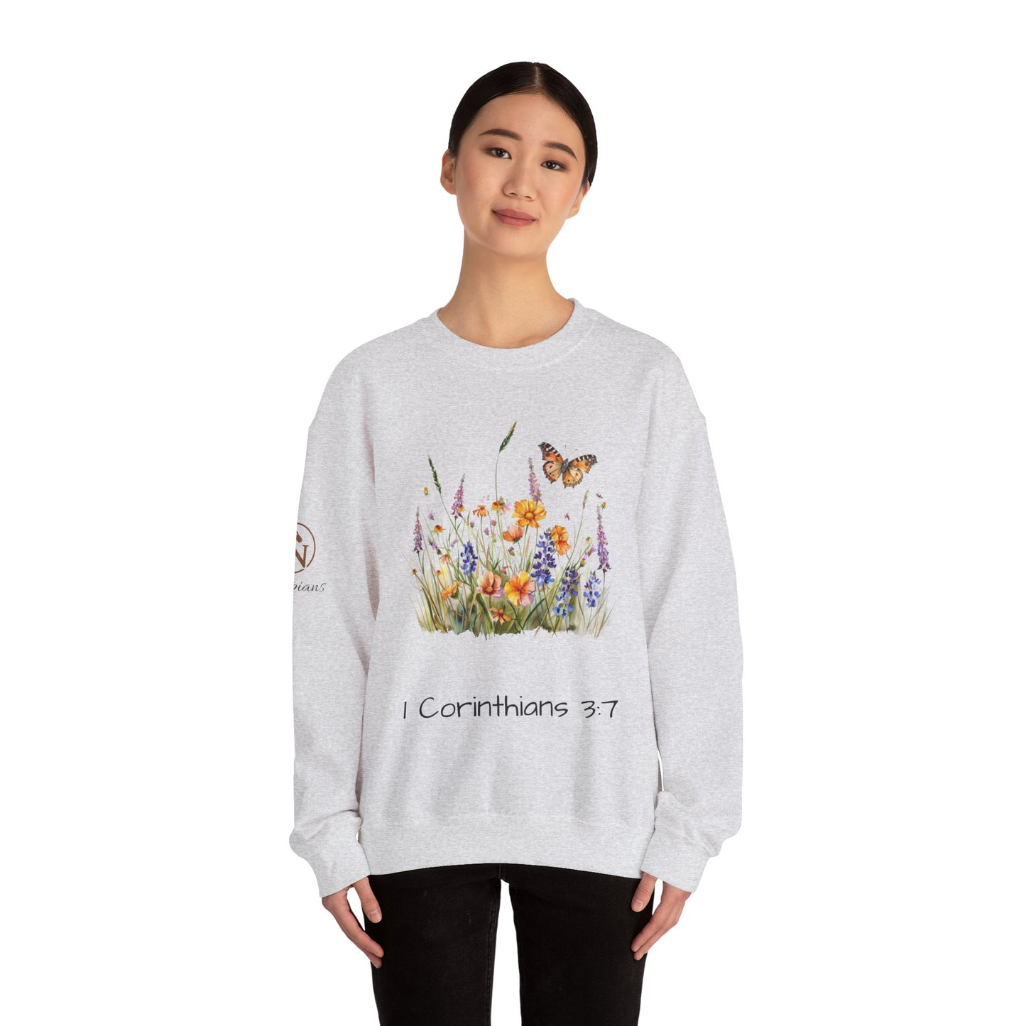 He Makes All Things Grow I 1 Corinthians 3:7 Unisex Heavy Blend™ Crewneck Sweatshirt