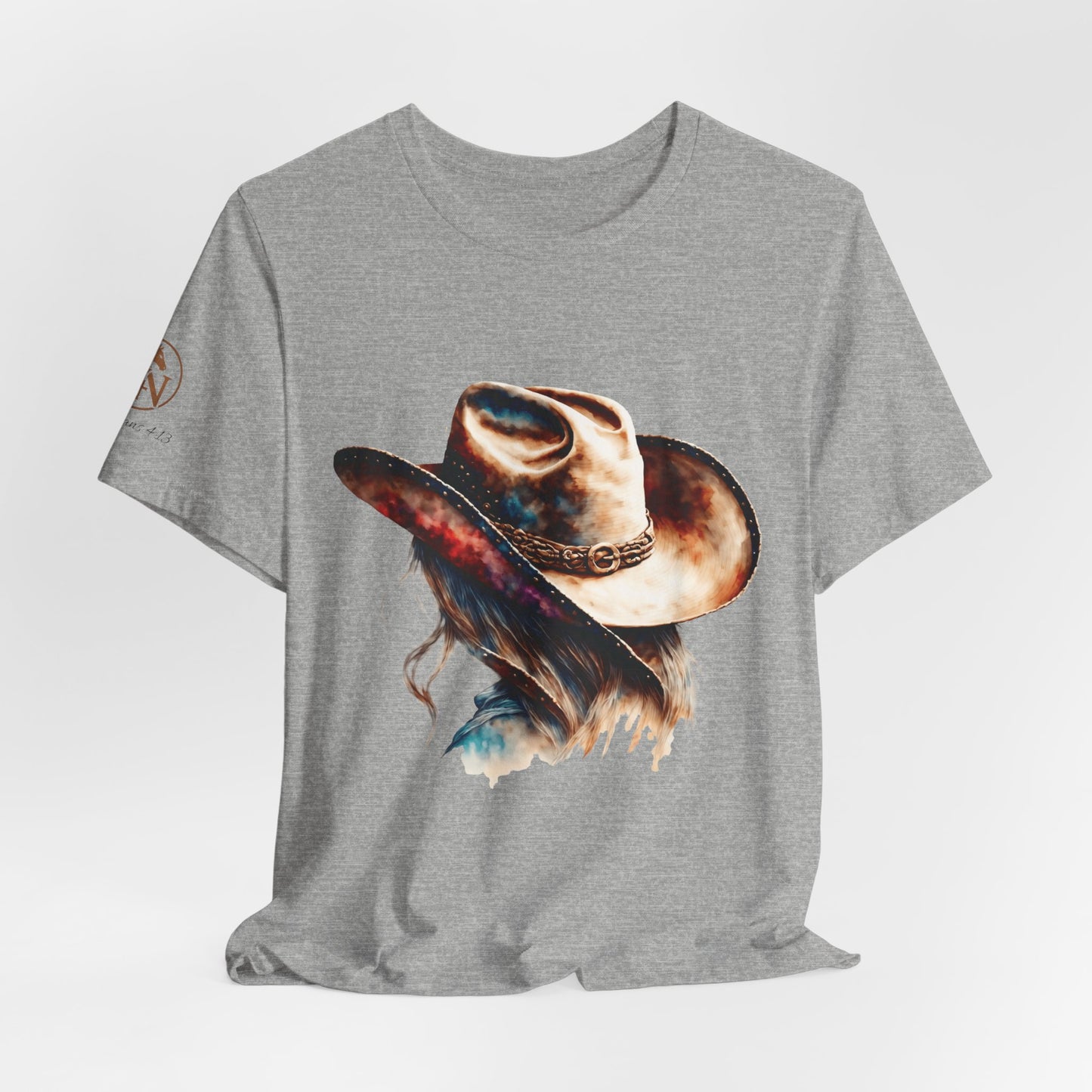 Watercolor Cowgirl Hat Shirt | Western Woman Graphic Tee | Boho Cowgirl Apparel | Rustic Western Style Unisex Shirt