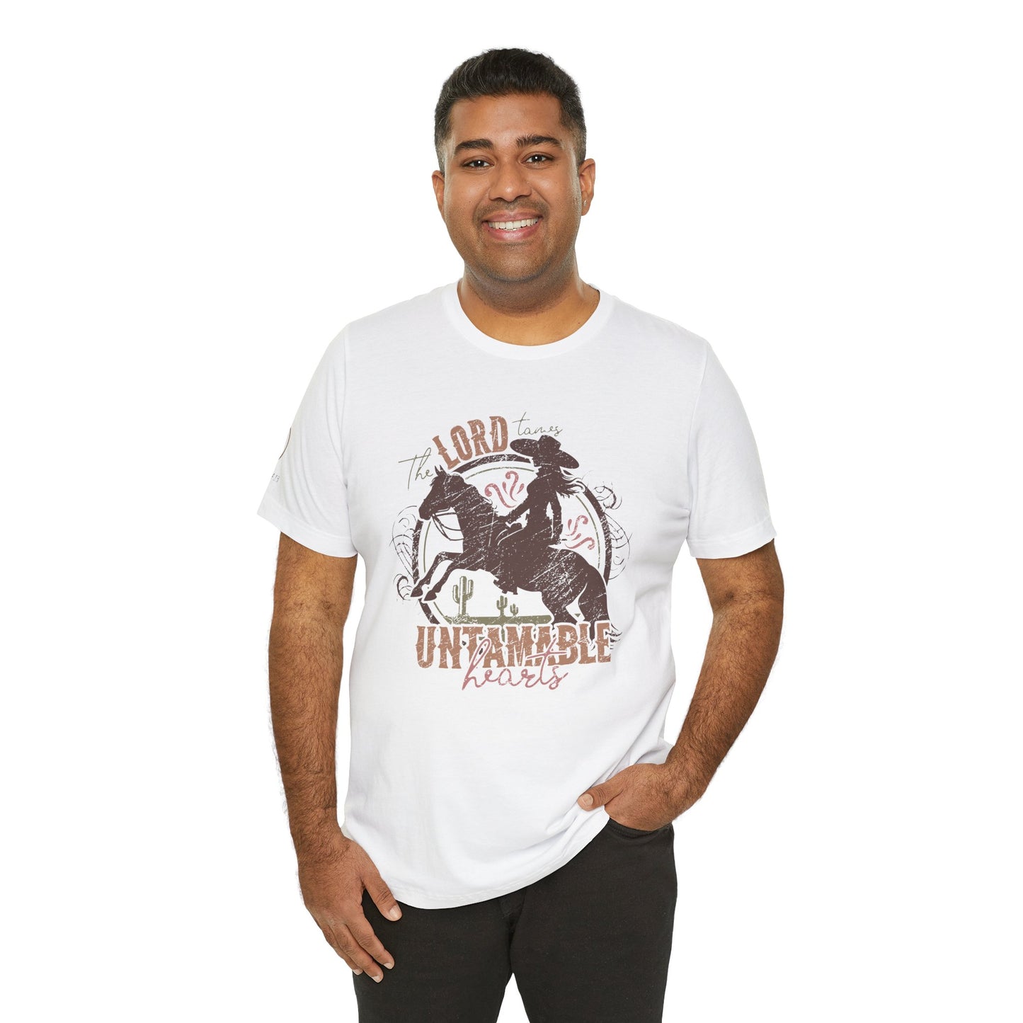 The Lord Tames Untamable Hearts Shirt | Faith Based Western Design | Christian Cowgirl Apparel | Rustic Faith Graphic Tee