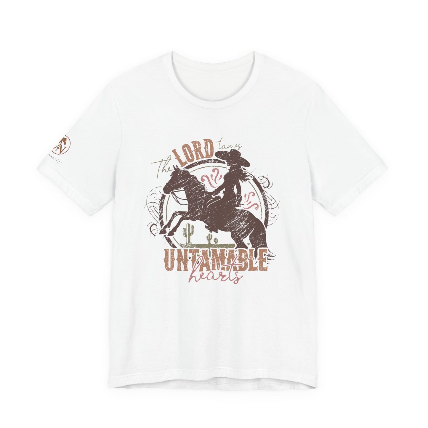 The Lord Tames Untamable Hearts Shirt | Faith Based Western Design | Christian Cowgirl Apparel | Rustic Faith Graphic Tee