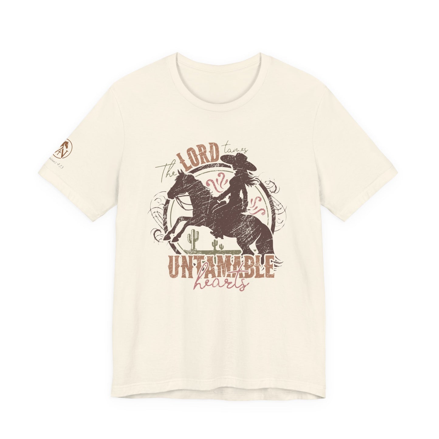 The Lord Tames Untamable Hearts Shirt | Faith Based Western Design | Christian Cowgirl Apparel | Rustic Faith Graphic Tee