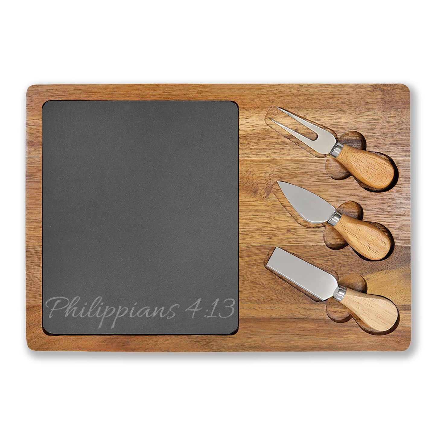 Philippians 4:13 Engraved Charcuterie Board — "I Can Do All Things Through Christ"