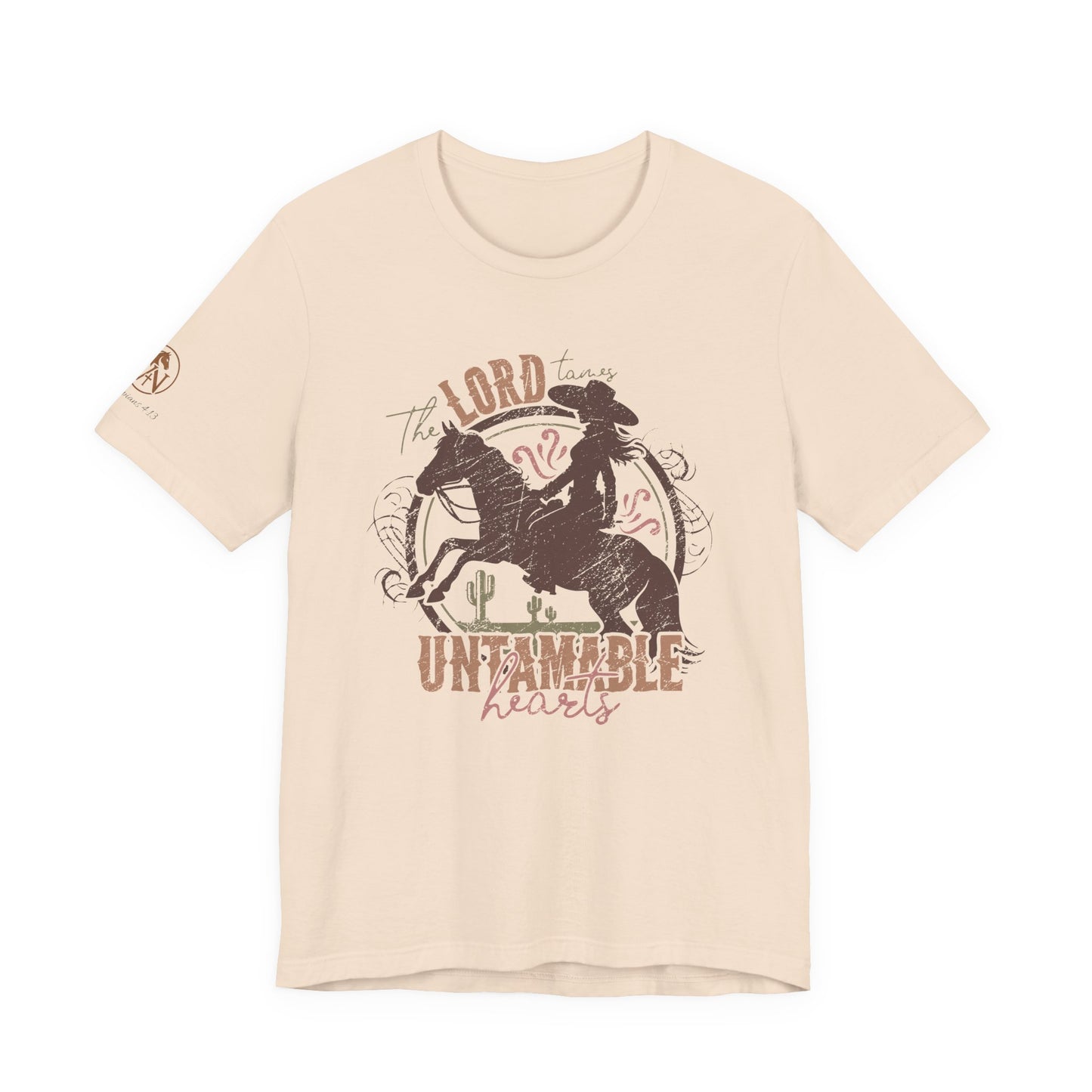 The Lord Tames Untamable Hearts Shirt | Faith Based Western Design | Christian Cowgirl Apparel | Rustic Faith Graphic Tee