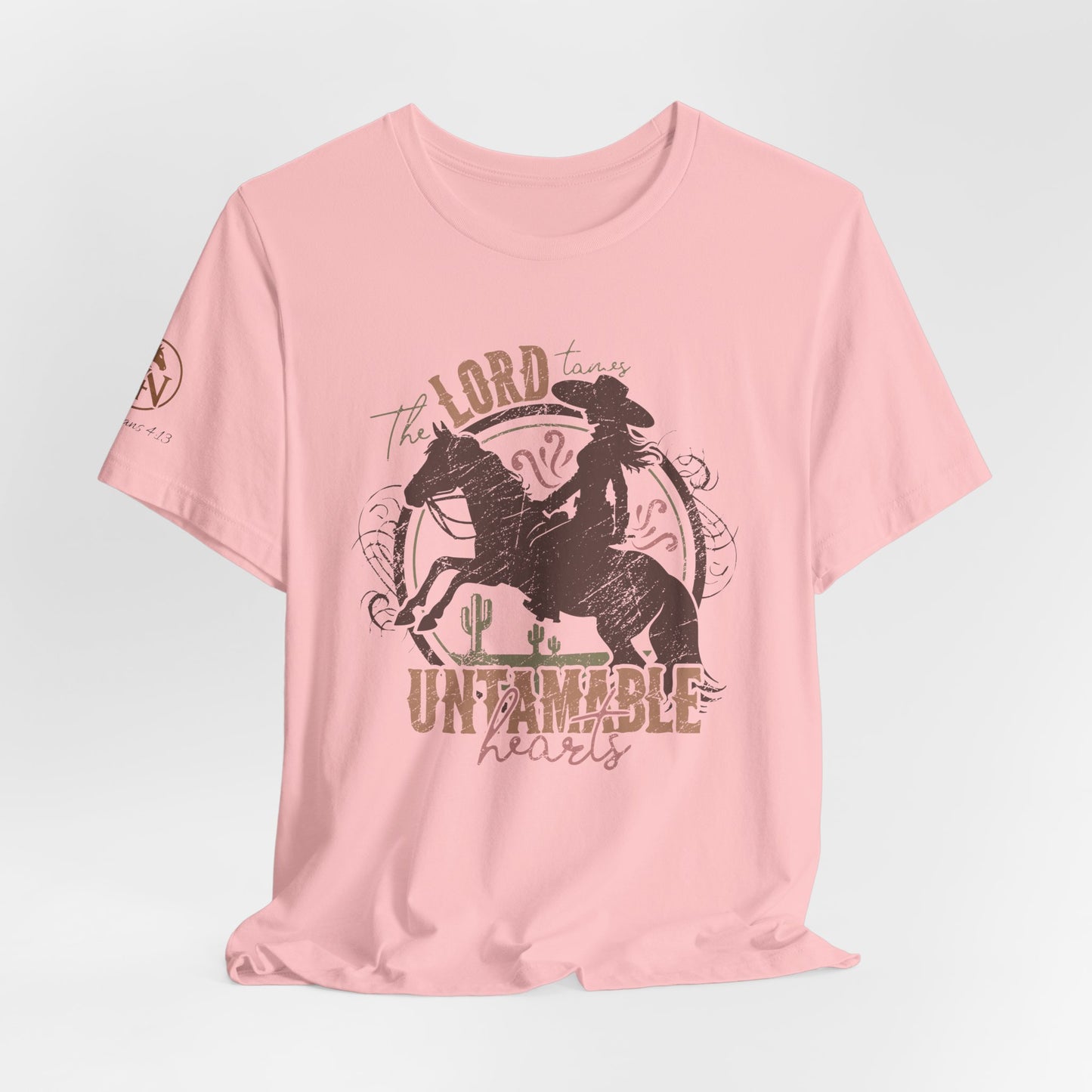 The Lord Tames Untamable Hearts Shirt | Faith Based Western Design | Christian Cowgirl Apparel | Rustic Faith Graphic Tee
