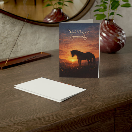 Sympathy Card – "With Deepest Sympathy" Horse Sunset Condolence Greeting Card