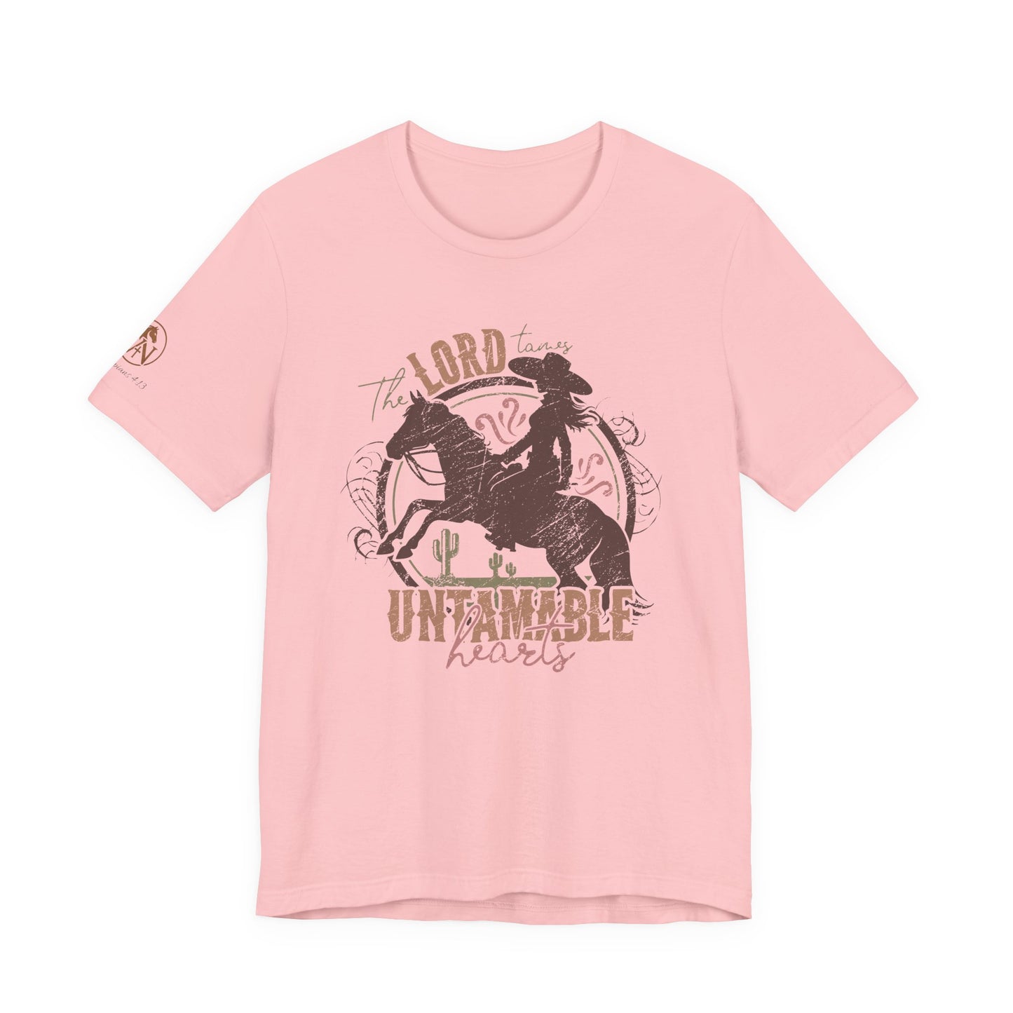 The Lord Tames Untamable Hearts Shirt | Faith Based Western Design | Christian Cowgirl Apparel | Rustic Faith Graphic Tee