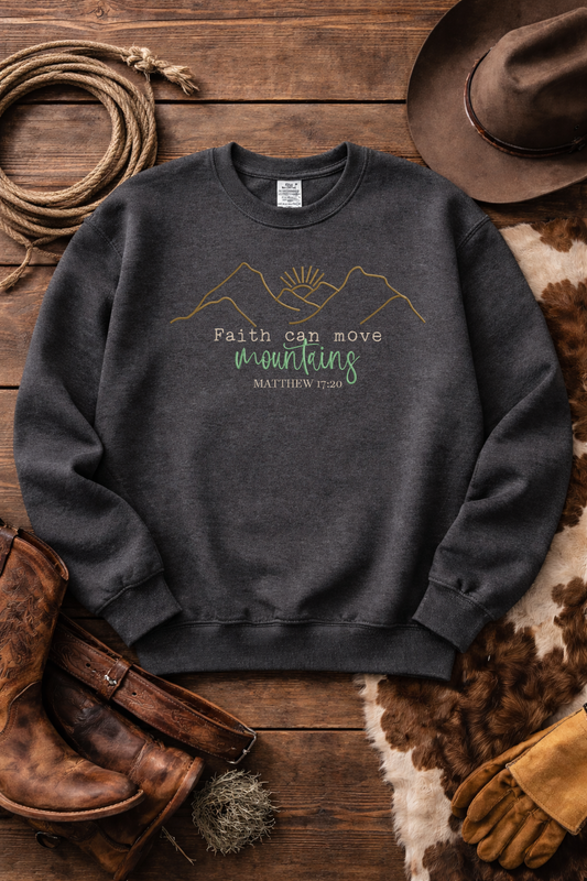 Faith Can Move Mountains Embroidered Shirt | Matthew 17:20 Scripture Tee | Christian Faith Apparel | Minimalist Bible Verse Shirt