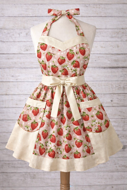 Vintage-Inspired Retro Apron – Handmade Collection Strawberry Dreams