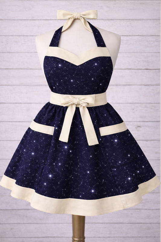 Vintage-Inspired Retro Apron – Handmade Collection Starry night