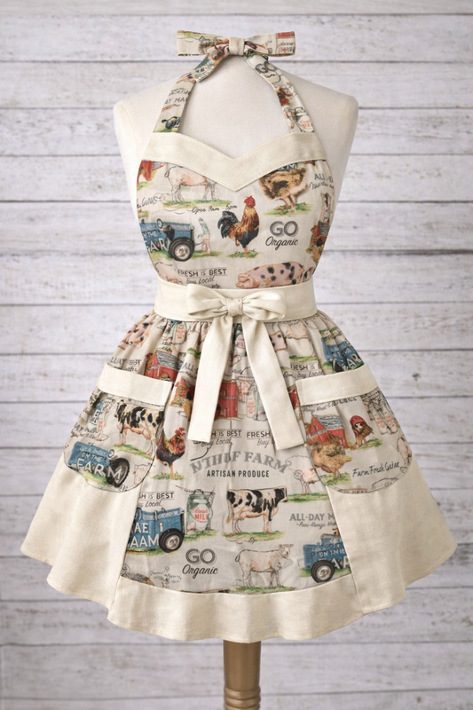 Vintage-Inspired Retro Apron – Handmade Collection Farmers Medley